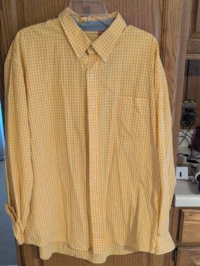 Izod Yellow Gingham Button-Down Shirt